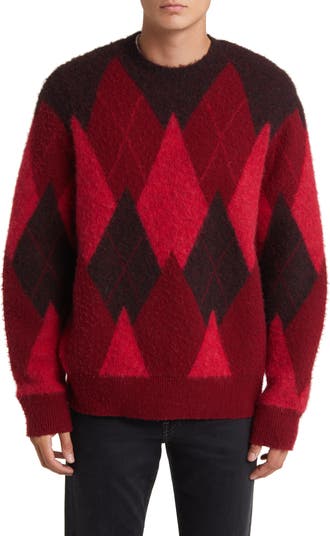Mens red argyle sweater on sale
