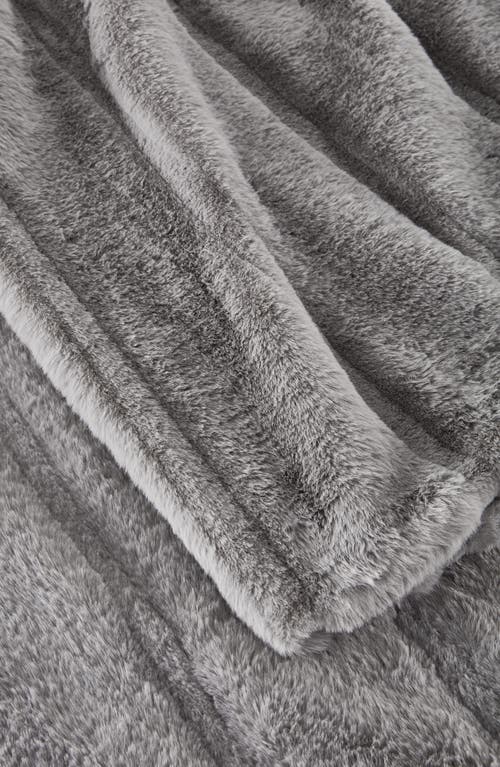 Shop Nordstrom Sheared Stripe Faux Fux Throw Blanket In Grey Griffin