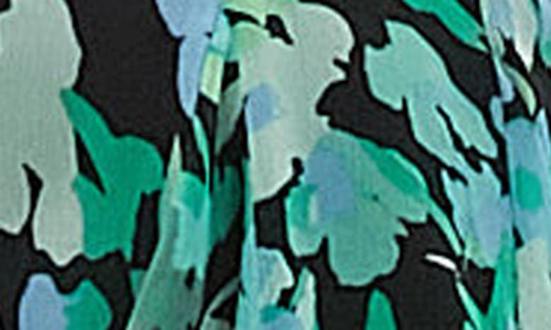 Shop Topshop Floral Long Sleeve Chiffon Minidress In Medium Green