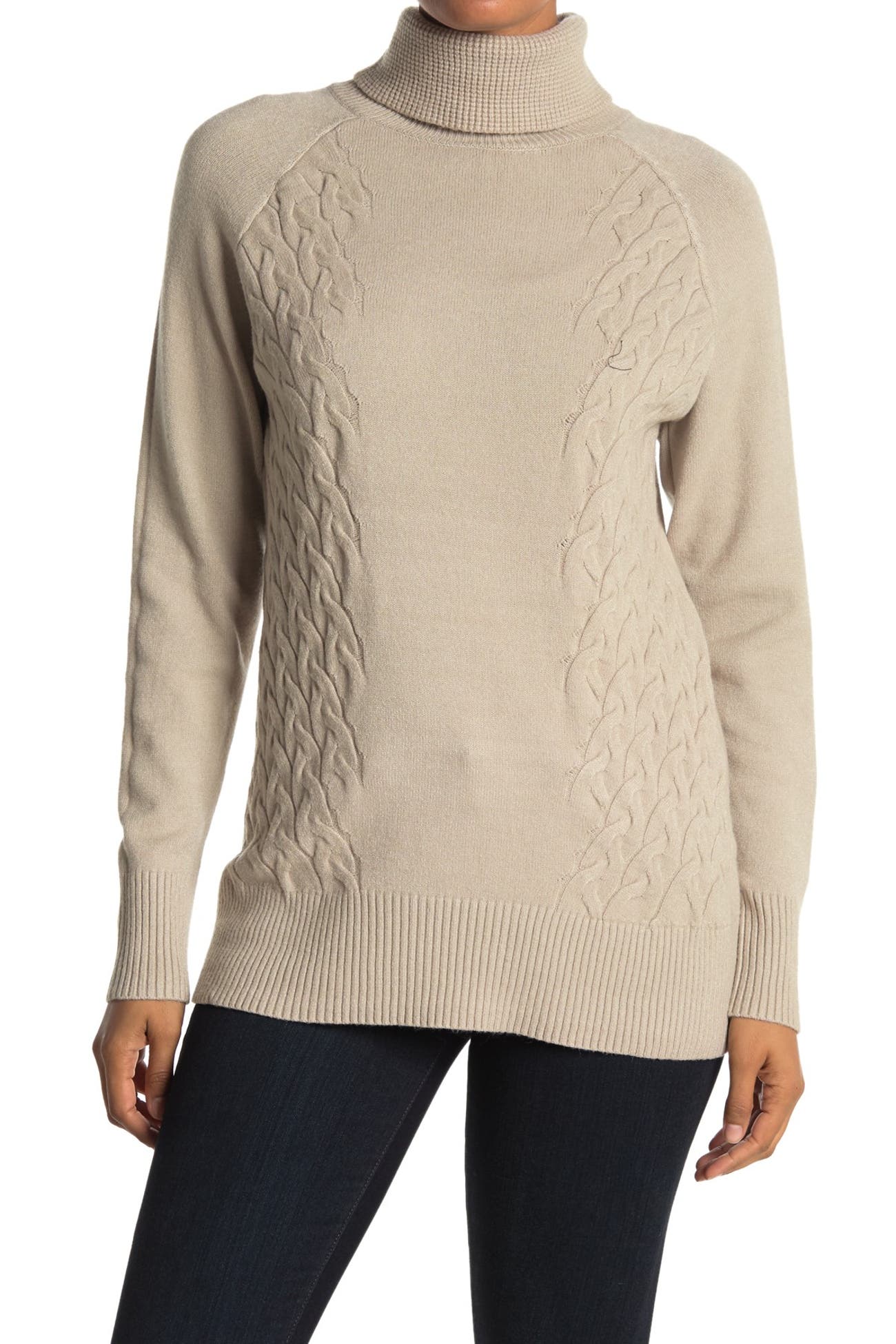 Cyrus Cable Knit Trim Turtleneck Sweater Nordstrom Rack