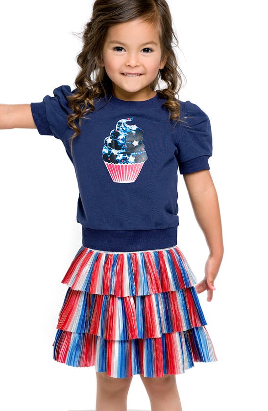 Shop Truly Me Kids' Tricolor Tiered Skirt In Red Multi