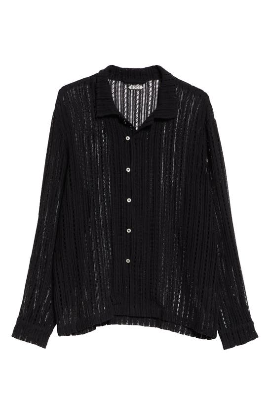 Shop Bode Meandering Lace Button-up Shirt In Black