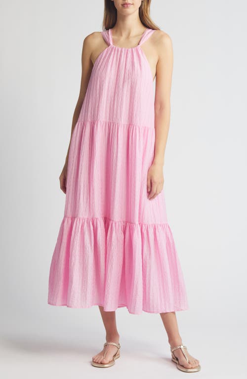 Aleska Textured Midi Dress in Strawberry