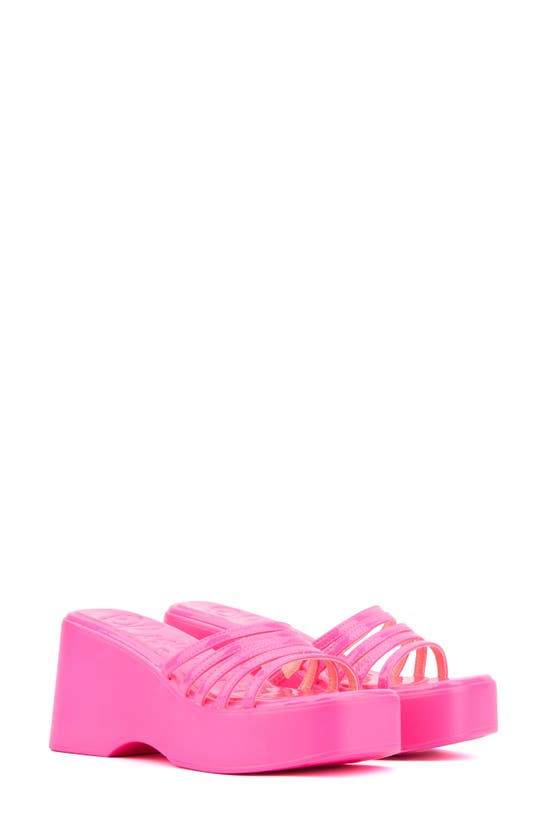 Olivia Miller Dreamer Slide Sandal In Neon Pink