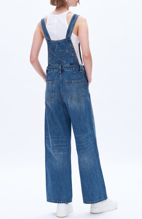 Shop Bayeas Straight Leg Denim Overalls In Medium Blue