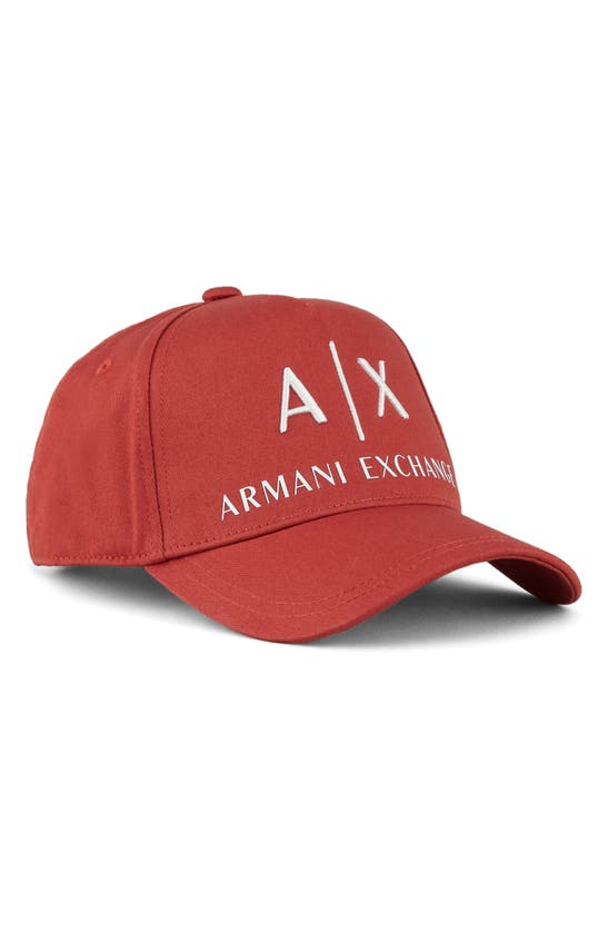 Armani Exchange Classic Embroidered Logo Baseball Cap In Red Logo