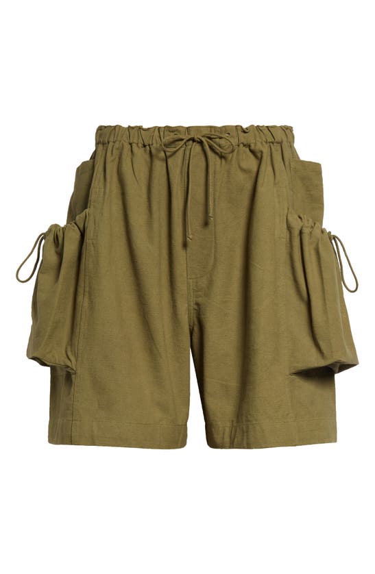 Shop Story Mfg. Salt Organic Cotton Shorts In Olive Slub