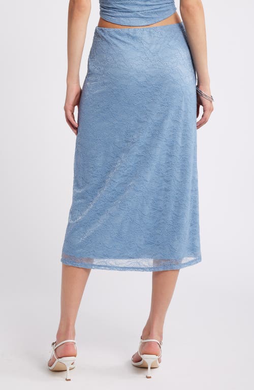 Shop Open Edit Floral Lace Midi Skirt In Blue Chambray