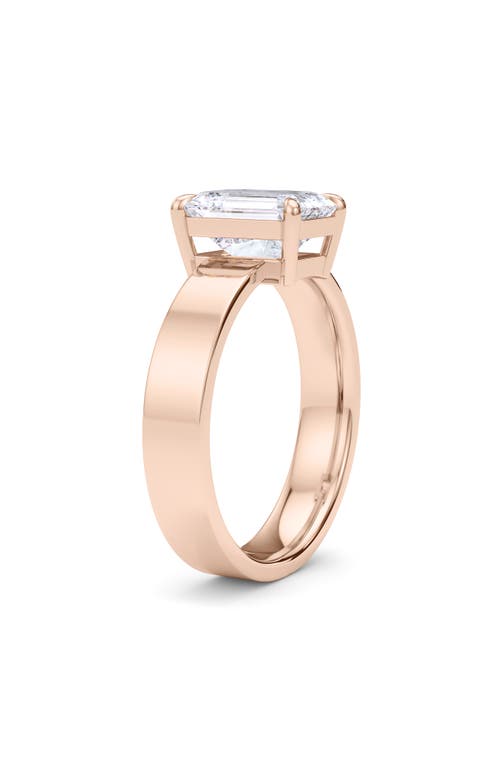 Shop Hautecarat Emerald Cut Cigar Lab Created Diamond Ring In 3.00ctw 18k Rose Gold