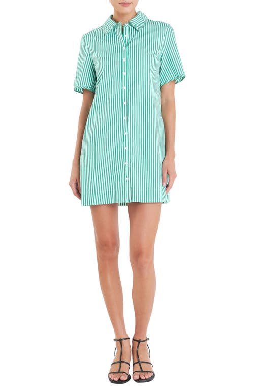 Shop English Factory Stripe Shirtdress In Kelly Green