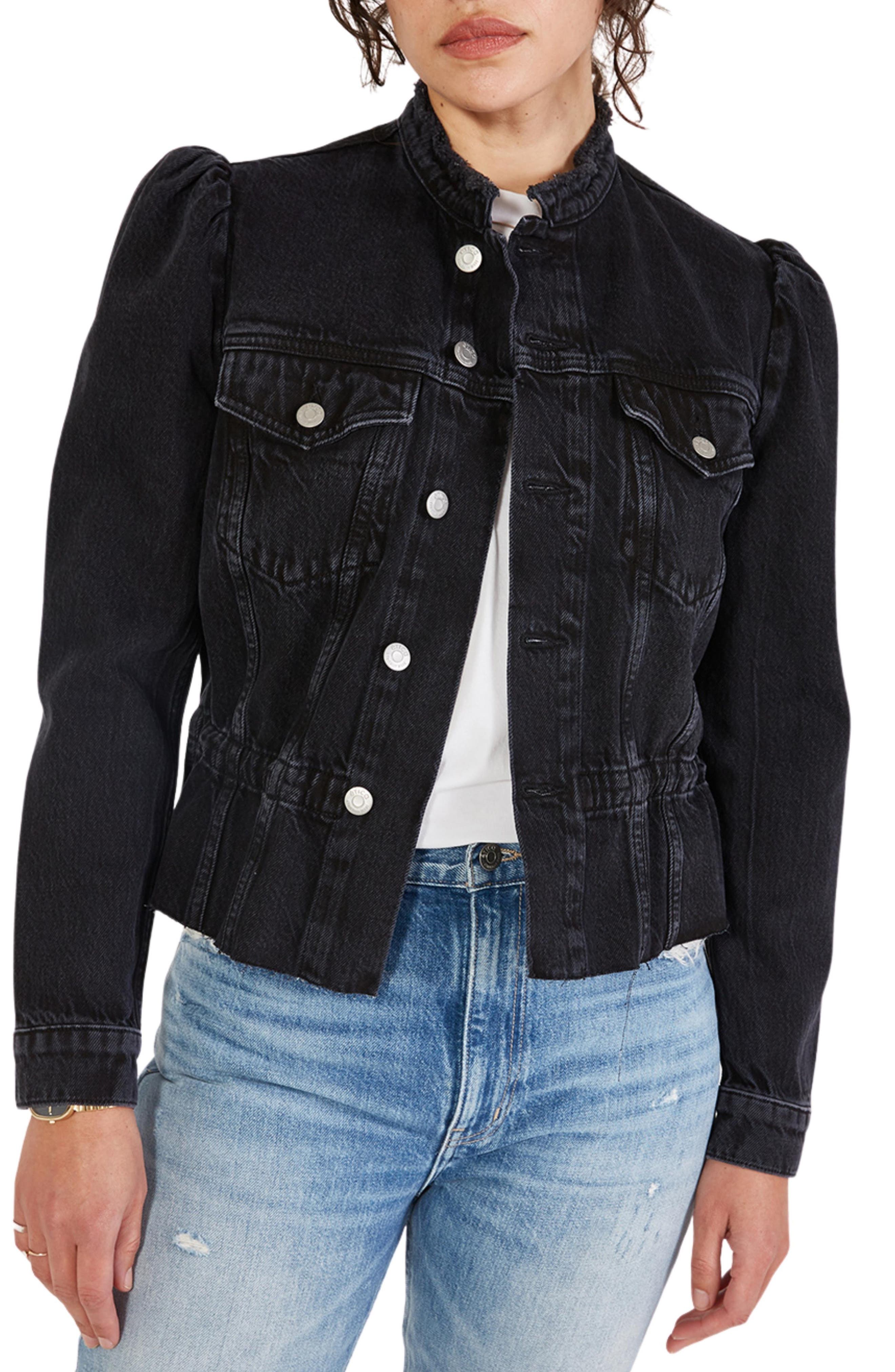 womens black stretch denim jacket