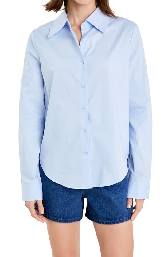 Shop English Factory Accent Collar Poplin Shirt In Powder Blue