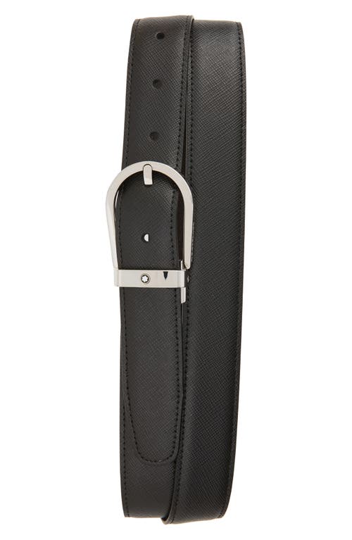 Shop Montblanc Horseshoe Buckle Reversible Sartorial Leather Belt In Black/brown