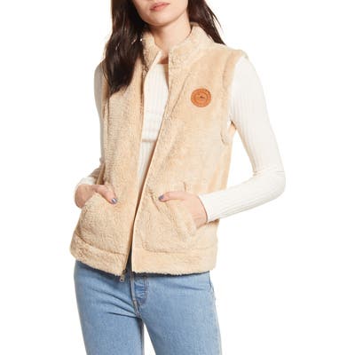 Roxy Faux Shearling Vest, Beige