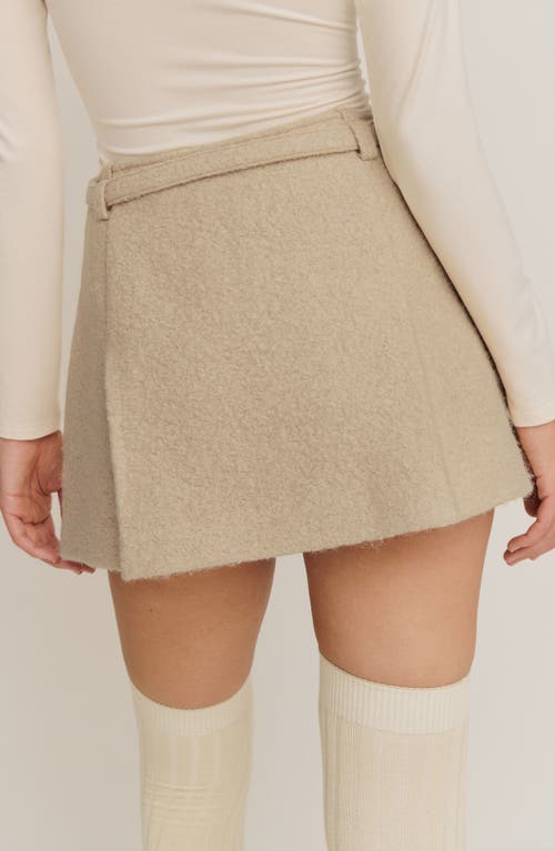 Reformation Rory Wool Blend Miniskirt In Beige