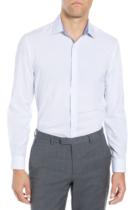 Slim Fit Performance Stretch Dot Dress Shirt