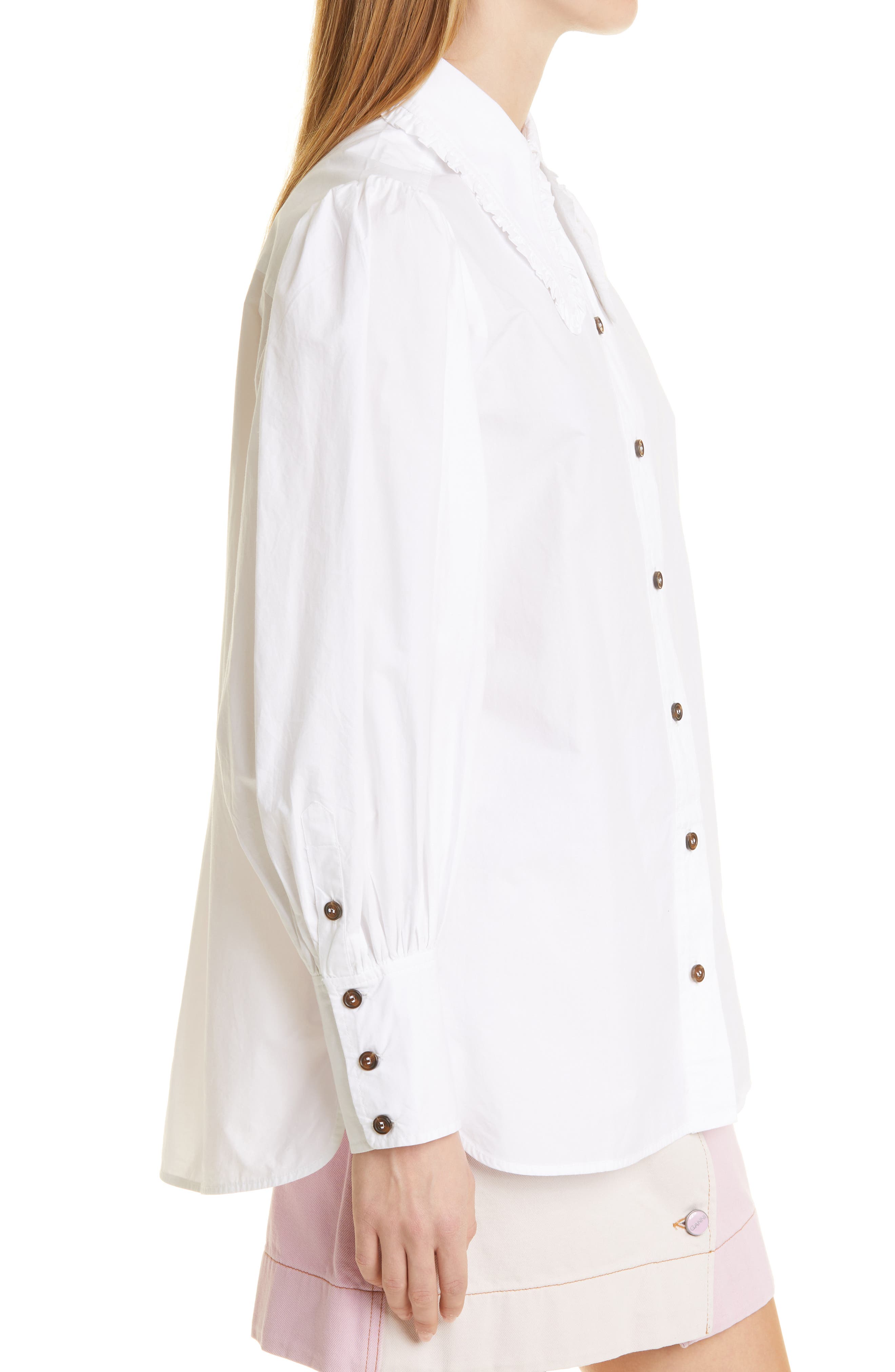 Ganni Frill Collar Puff Sleeve Organic 