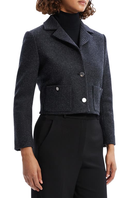 THEORY THEORY CHECK RECYCLED WOOL BLEND CROP JACKET 