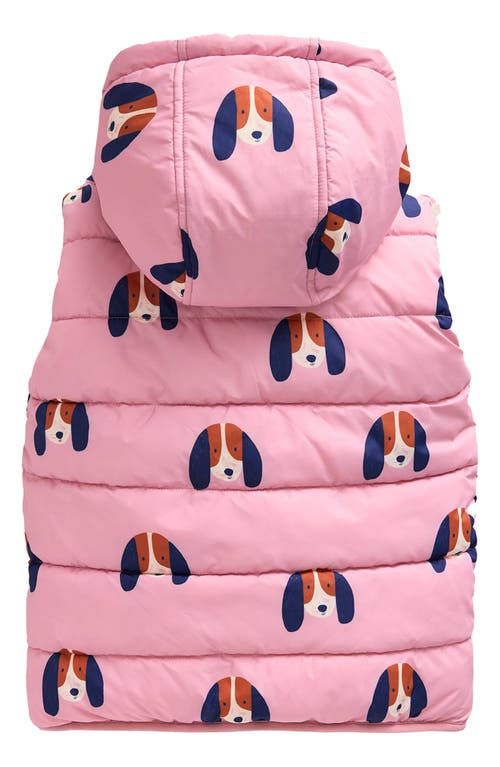 Shop Mini Boden Kids' Reversible Vest In Vintage Pink Pups