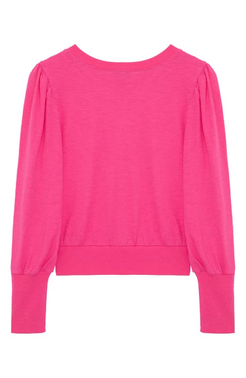 Shop Habitual Kids Kids' Button Accent Long Sleeve Cotton Top In Dark Pink