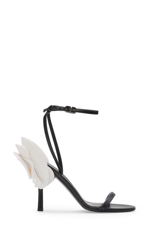 Shop Valentino Garavani Archive Roserouche Ankle Strap Stiletto Sandal In Nero/bianco/nero