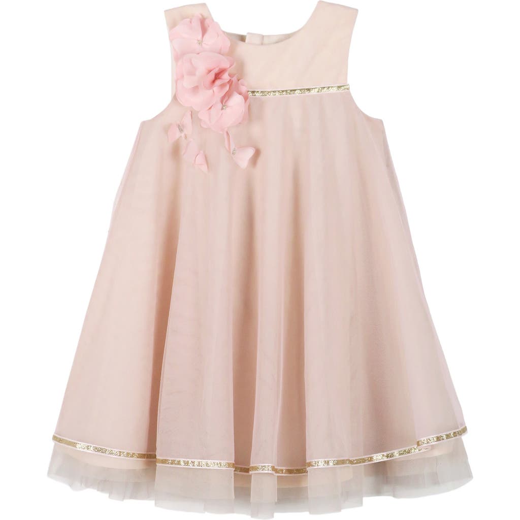 Zunie Kids' 3d Floral Babydoll Dress In Blush