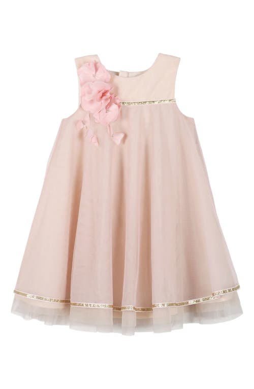 Shop Zunie Kids' 3d Floral Babydoll Dress In Blush