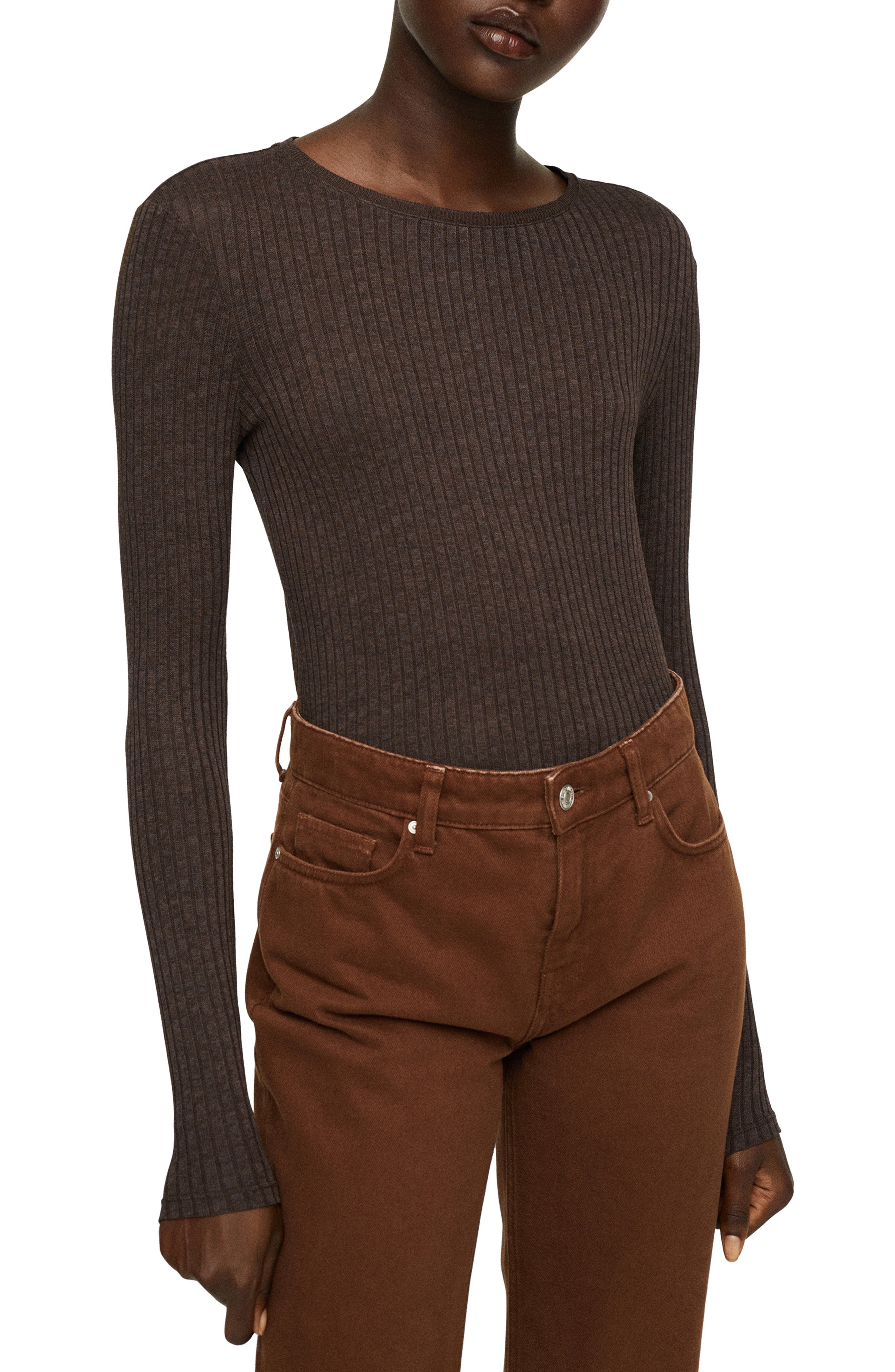 MANGO Rib Long Sleeve T-Shirt | Nordstrom