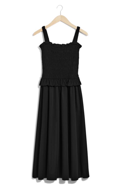 Shop & Other Stories Smocked Midi Sundress In Black Dark