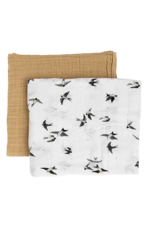 little unicorn 2-Pack Organic Cotton Muslin Swaddle Blankets in Swallows at Nordstrom