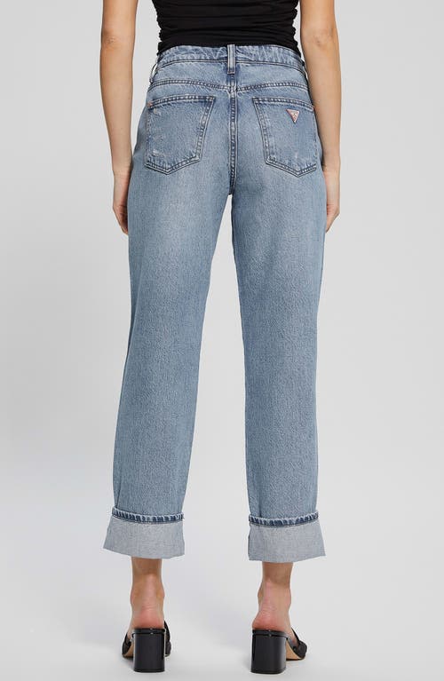 Guess High Rise Cuffed Boyfriend Jeans In Nonsense