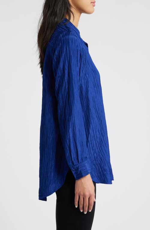 Eileen Fisher Mandarin Collar Textured Stretch Silk Tunic In Infinity
