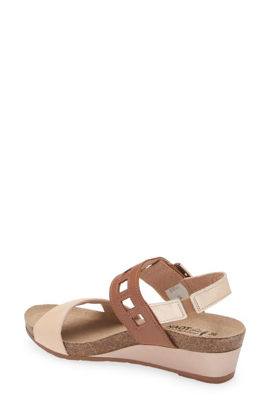 Shop Naot Dynasty Wedge Sandal In Pale Blush/ Caramel/ Gold