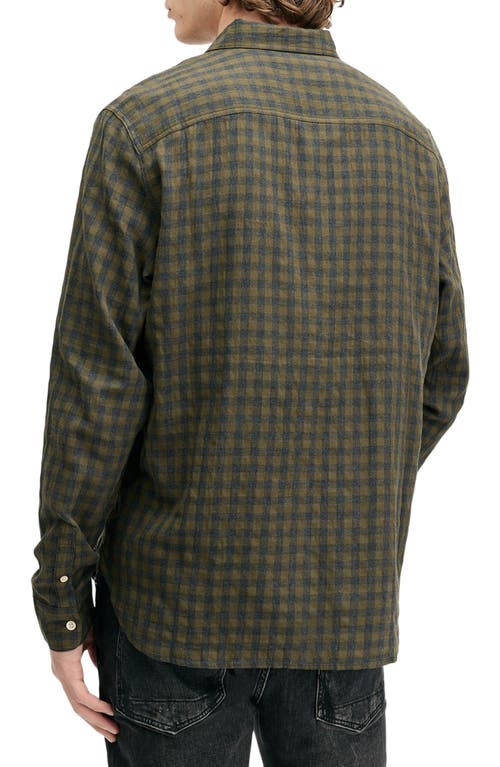 Allsaints Ryker Check Flannel Button-up Shirt In Bancha Green