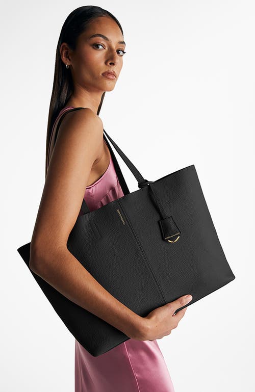 Maison De Sabre Maison De Sabré Large Leather Zipped Soft Tote In Black Caviar