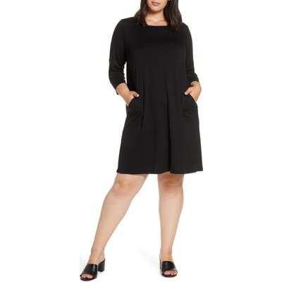 Plus Size Eileen Fisher Knit Dress, Black