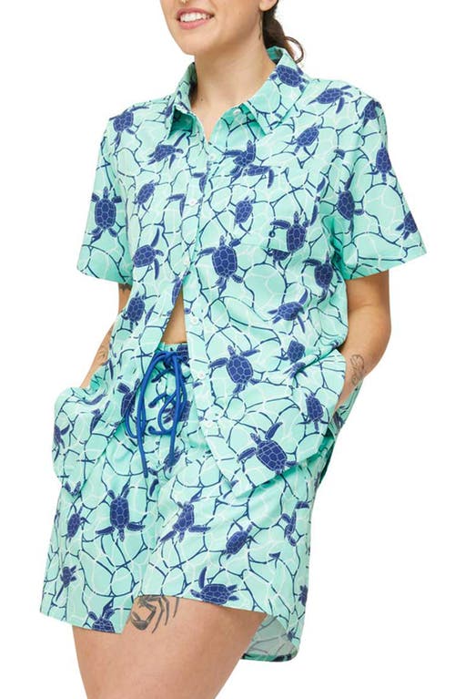 Cabana Short Sleeve Button-Up Shirt in Save The Turtles