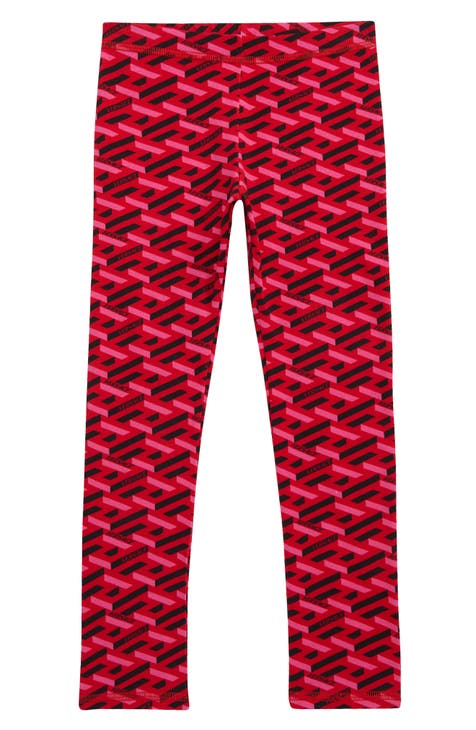 Versace Kids' La Greca Monogram Cotton Chenille Joggers In Red