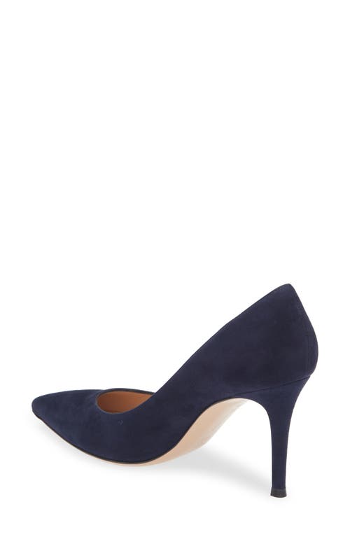 Gianvito Rossi Pointed Toe Pump In Denim Suede
