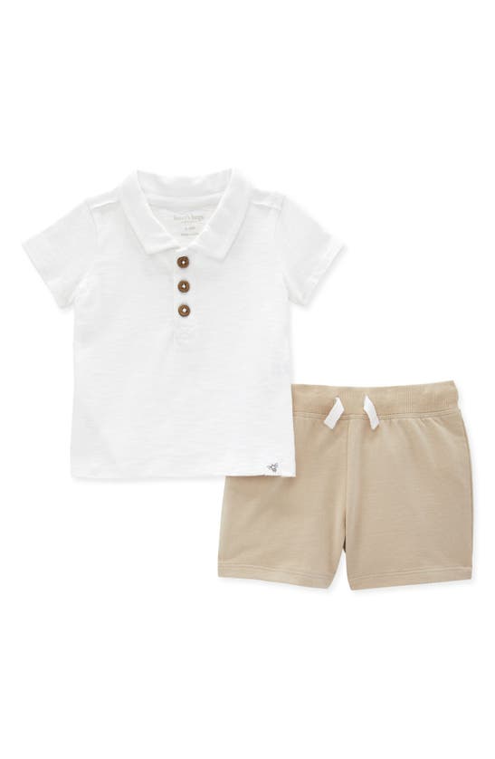 Burt's Bees Baby Babies' Kids' Polo & French Terry Shorts Set In Cloud