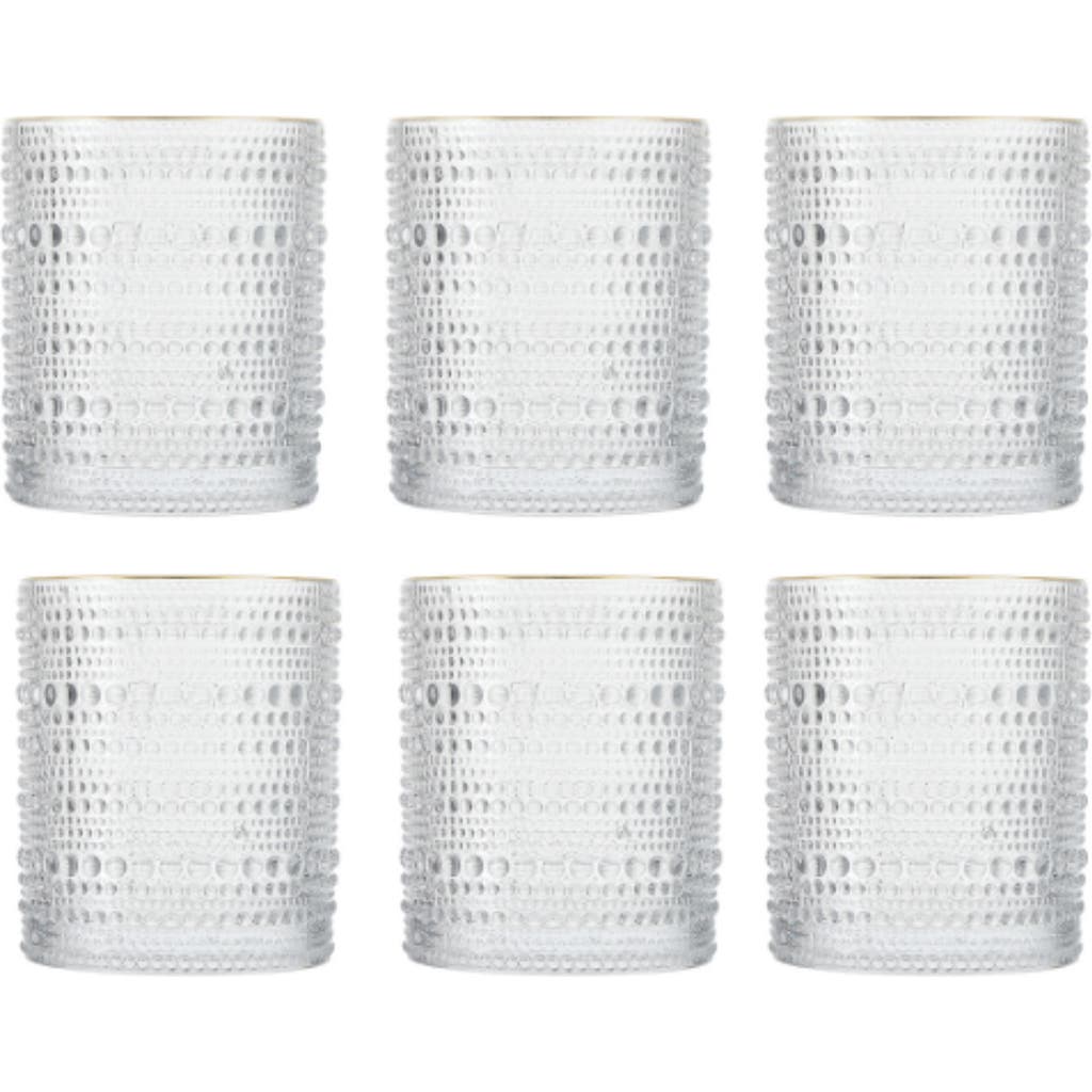 Fortessa Jupiter Set Of 6 Gold Rim Double Old Fashioned Glasses In Clear