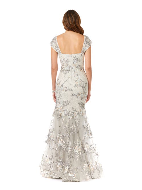 Lara New York Cap Sleeve Mermaid Gown In Grey