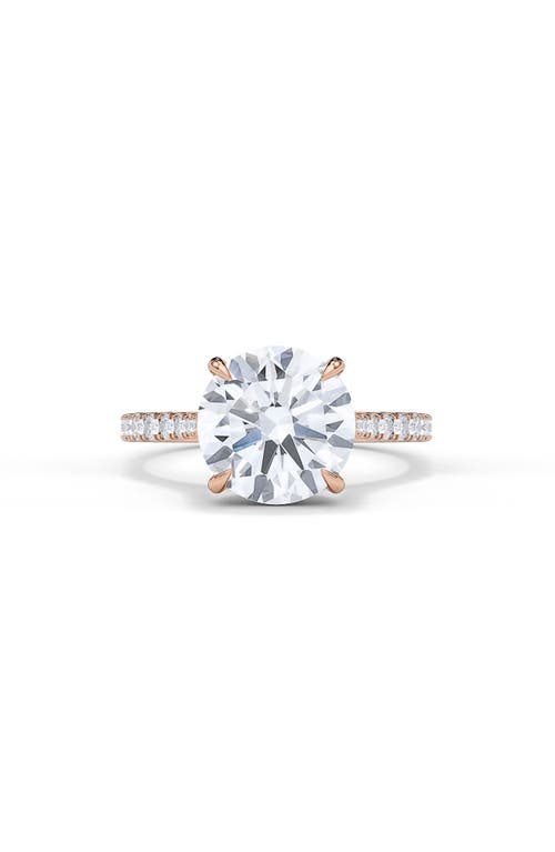 Hautecarat Round Brilliant Cut Pavé Lab Grown Diamond Ring In 2.00 Ctw 18k Rose Gold
