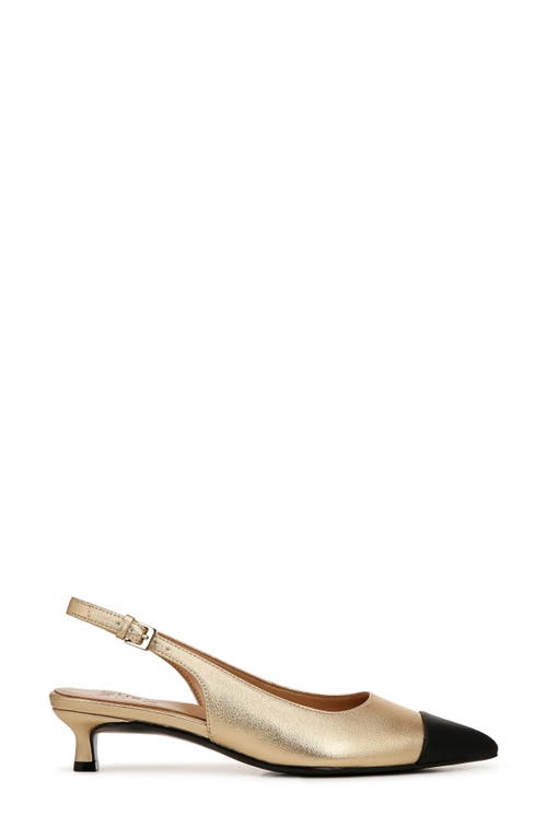 Naturalizer Gazing Kitten Heel Slingbacks In Dark Gold Faux Leather