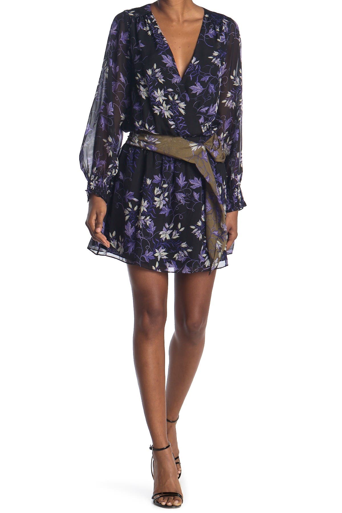 Ramy Brook | Floral Long Sleeve Belted Silk Dress | Nordstrom Rack