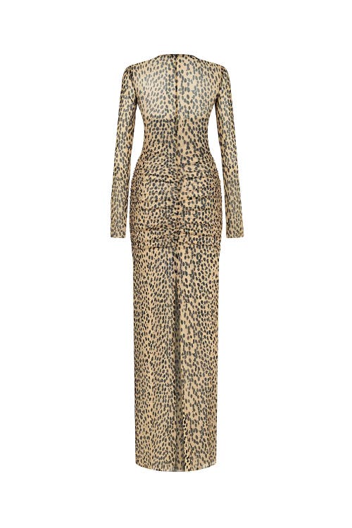 NOCTURNE NOCTURNE LEOPARD PRINT LONG SLEEVE DRESS
