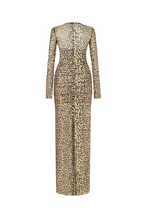 Shop Nocturne Leopard Print Long Sleeve Dress In Multi-colored