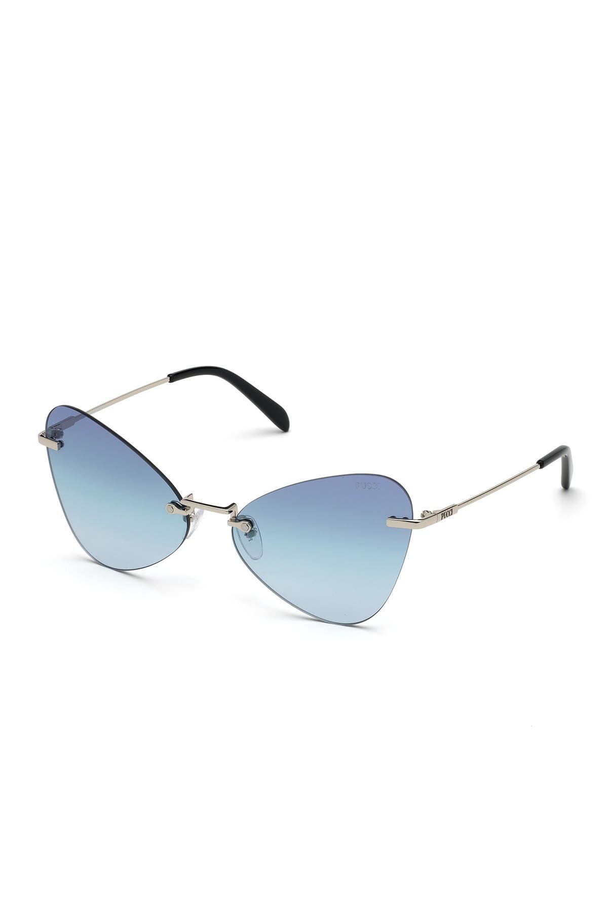 Emilio Pucci 62mm Butterfly Frameless Sunglasses In Sgun/viol