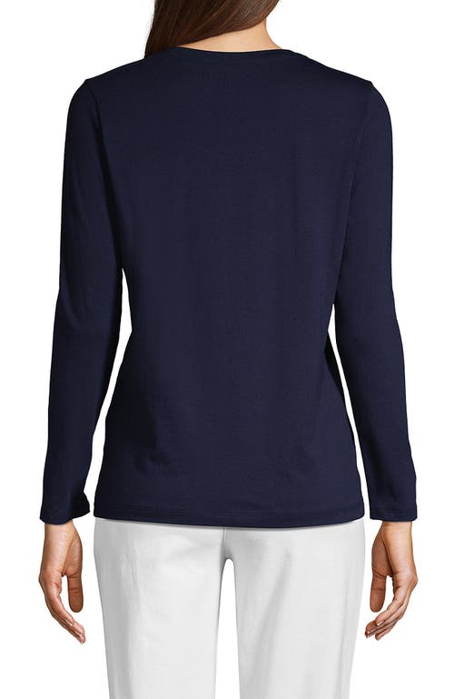 Shop Lands' End Relaxed Supima Cotton Long Sleeve Crew Neck T-shirt In Radiant Navy