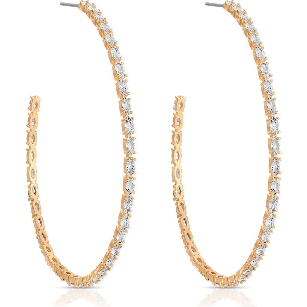 Ettika Large Marquise Cubic Zirconia Hoop Earrings In Gold